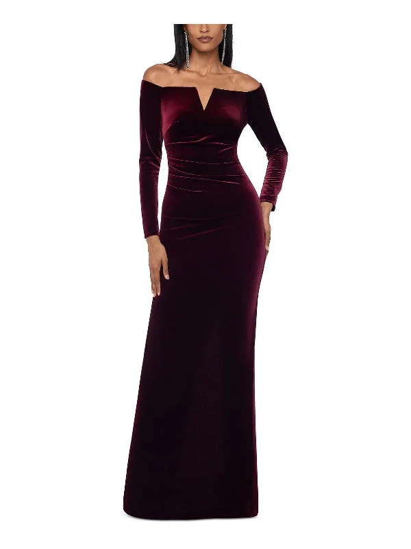 High-end Sense Shift dress Womens Velvet Off-The-Shoulder Maxi Dress