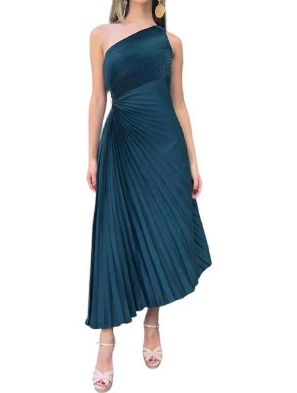 Design Must-have Accordion Pleated Dress In Teal