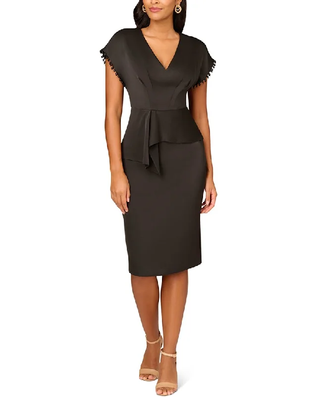 Exquisite Tailoring Aidan Mattox Crepe Back Satin Midi Dress