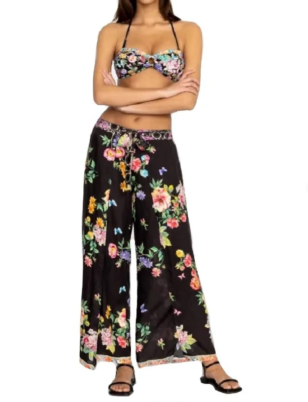 Fashion Must-have Wide-leg denim jeans Butterfly Wrap Pant In Black Multi