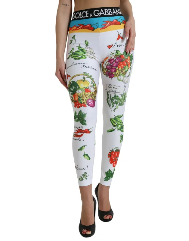 Cool Style Polished work pants Dolce & Gabbana  Vegetables High Waist Leggings Women's Pants