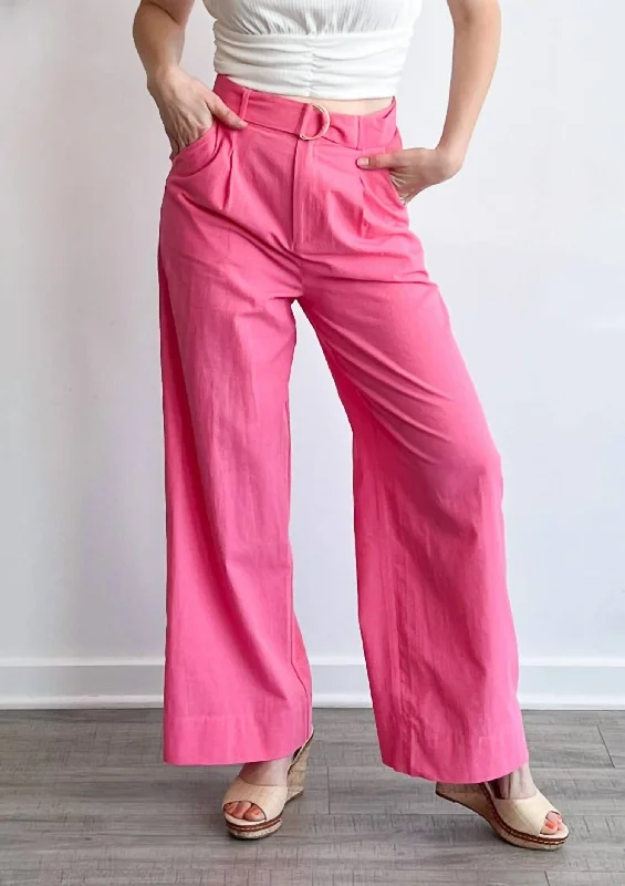 Energy Wear Casual cotton pants Kalani Belted Pant In Bubble Pink