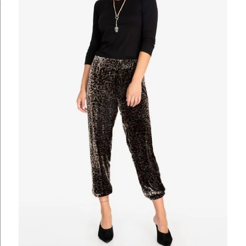 Energy Plan Pinstripe pants for women Leopard Velvet Jogger In Mti