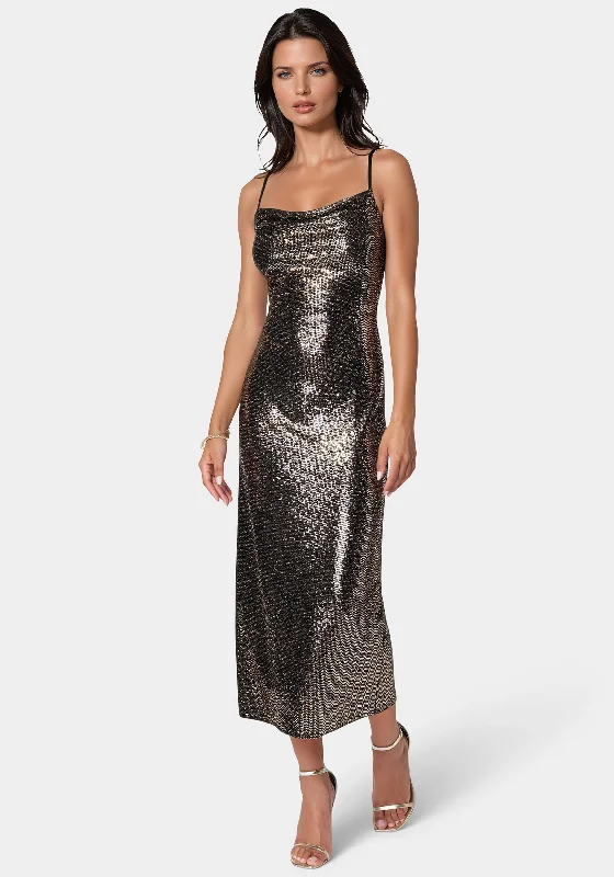 Comfortable Wear Ombre Sequin Maxi Slip Dress