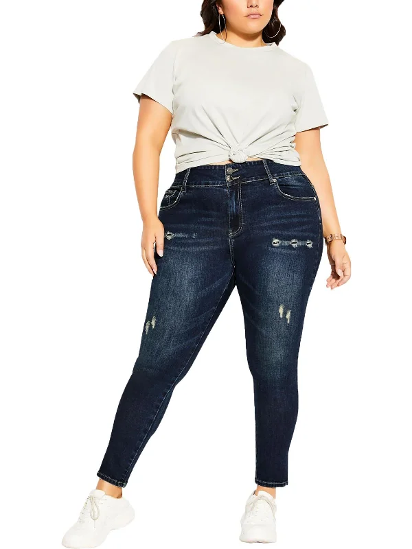 Leisure Sports Women’s high-waisted jeans Plus Womens Distressed Ankle Ankle Jeans