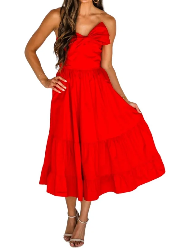 Fresh Wear Pretty Little Thing Midi Dress In Scarlet Red