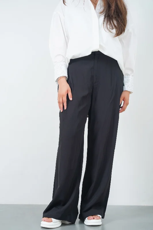 Classic Items Wide-leg dress pants STONE-WASH LONG TROUSERS