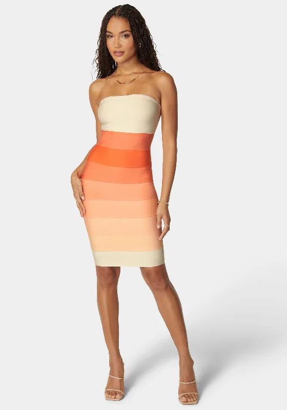 Classic Series Strapless Colorblock Bandage Midi