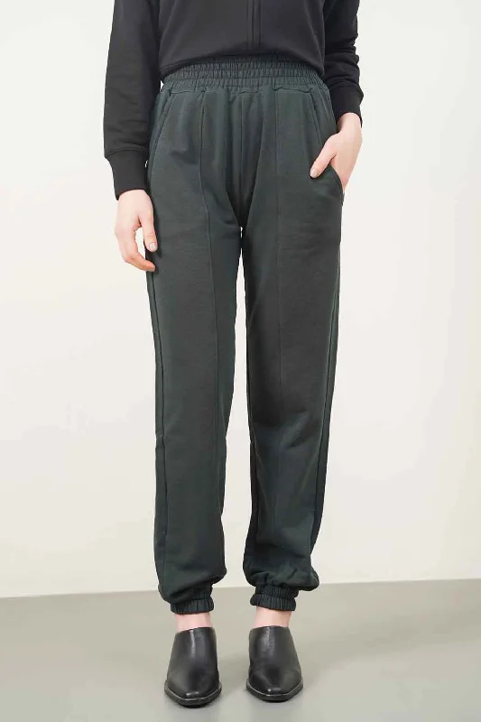 TROUSERS WITH ELASTICATED HEM