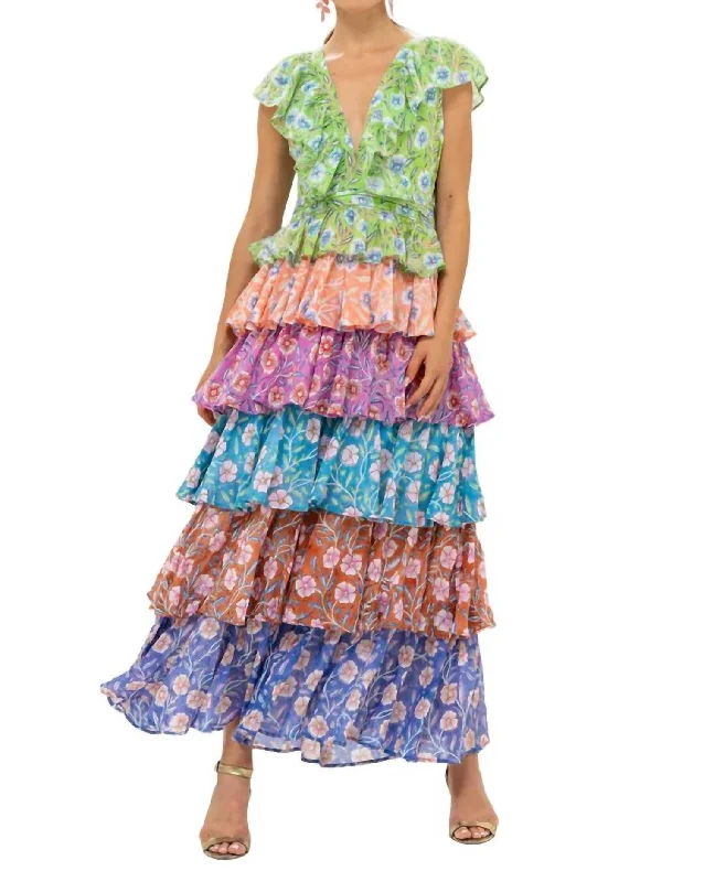 New Products Yoke Ruffle Maxi Dress In Amalfi Lime