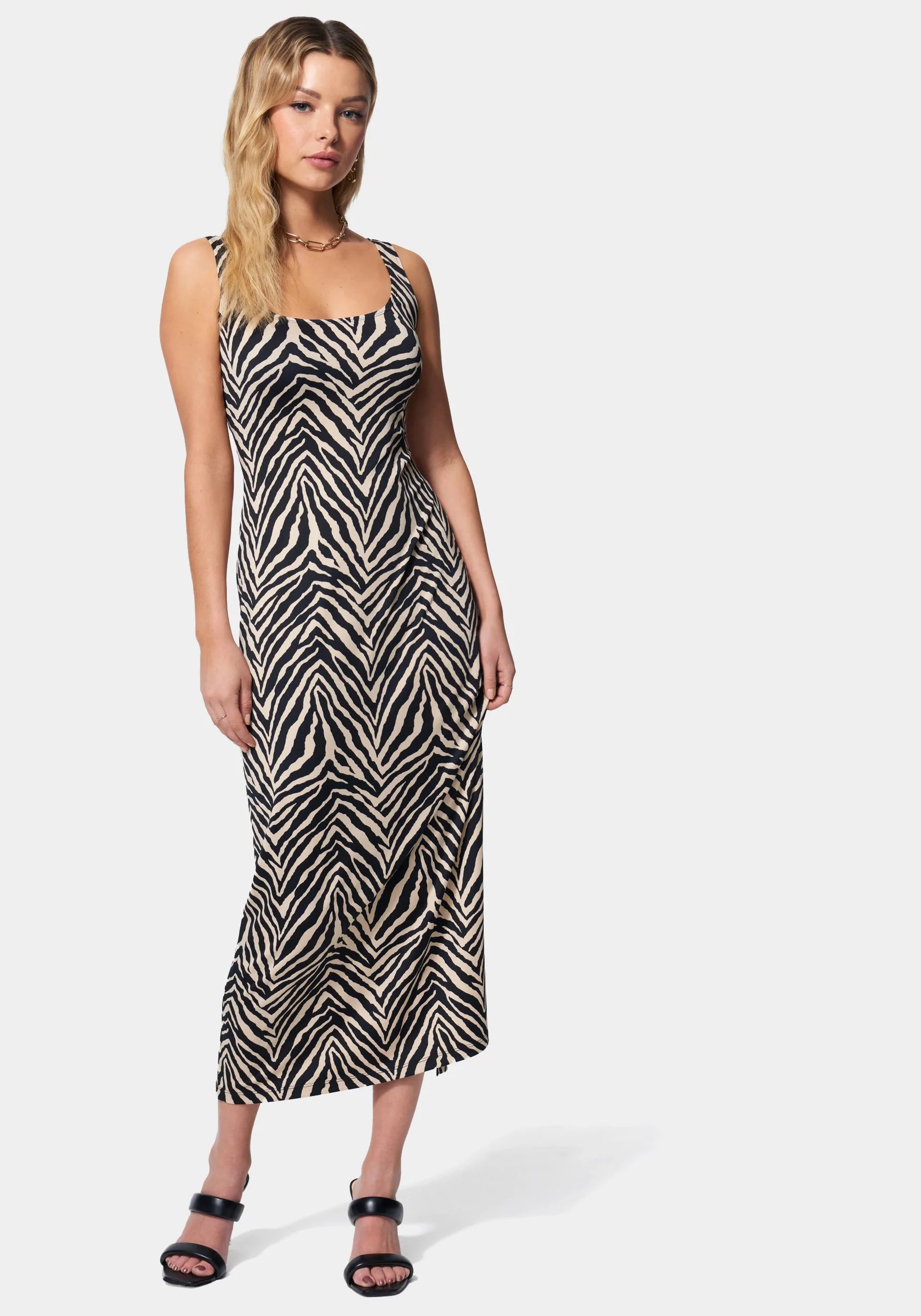 Simple Design Zebra Maxi Resort Dress