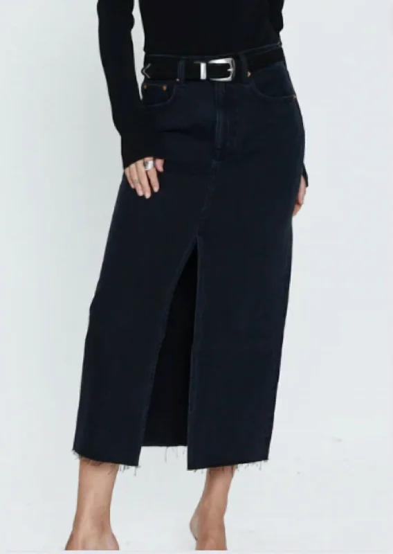 Alice Midi Skirt In Black Wash