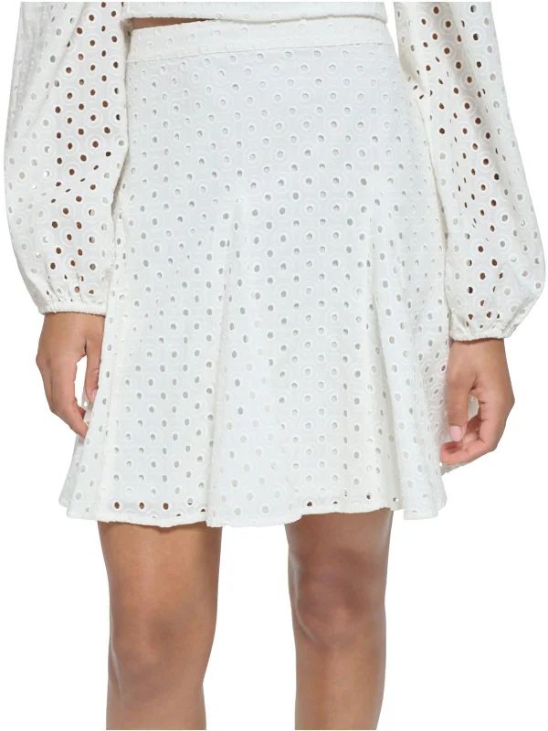 Womens A-Line Eyelet Mini Skirt