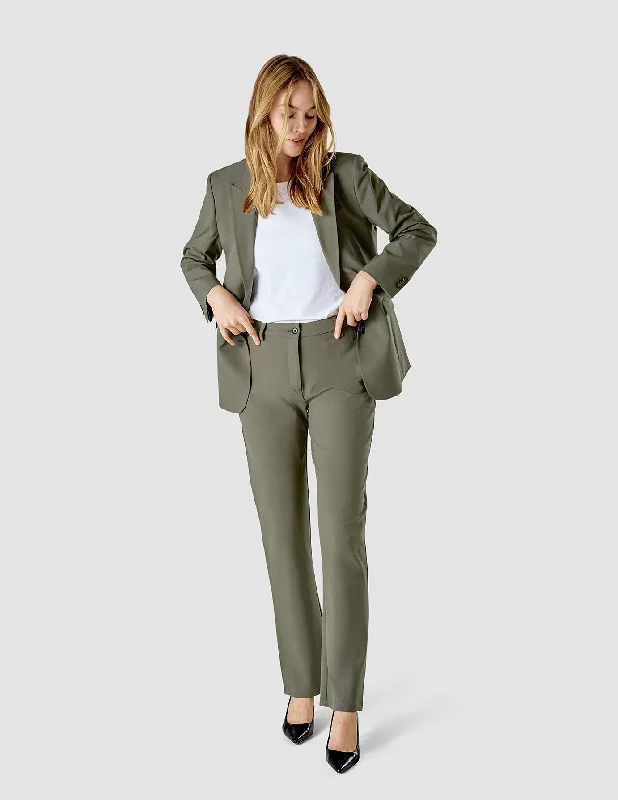 Fashion Must-have Stretch Essential Suit Straight Dark Olive