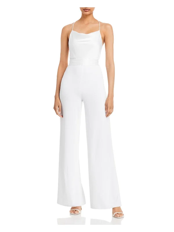 High-end Wear Plunge bodysuit Primrose Womens Satin Cowl Neck Jumpsuit