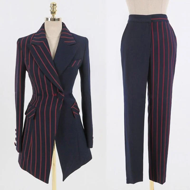 Casual Choice Formal Striped Office Lady Pants Suit