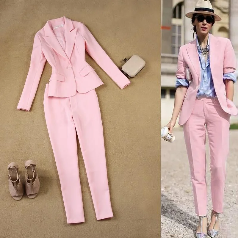 New Design Vintage Stylish Pink Women's Suit