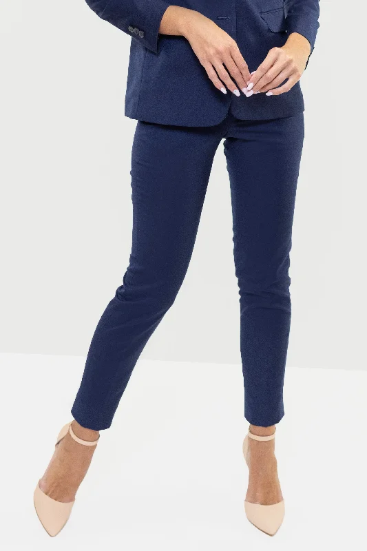 Fashion Expert Linen Women's Navy Suit Separates Pants