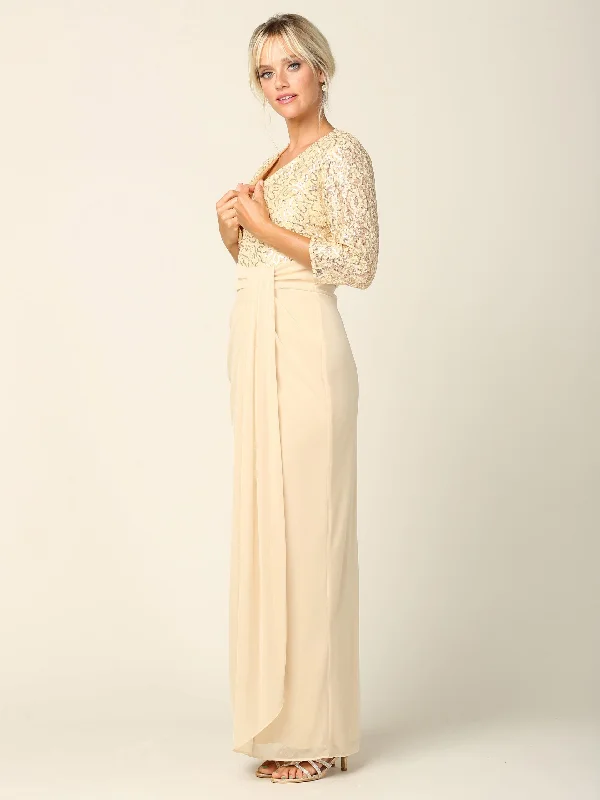 Modernism Crystal evening dress Eva Fashion EV3406 Champagne L Sale