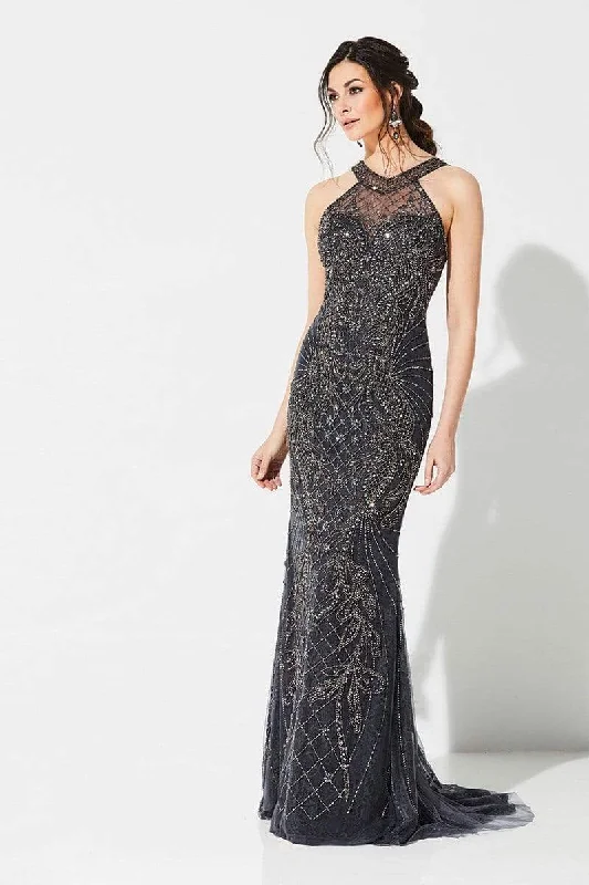 Ivonne D for Mon Cheri - 219D74 Bedazzled Halter Dress With Train