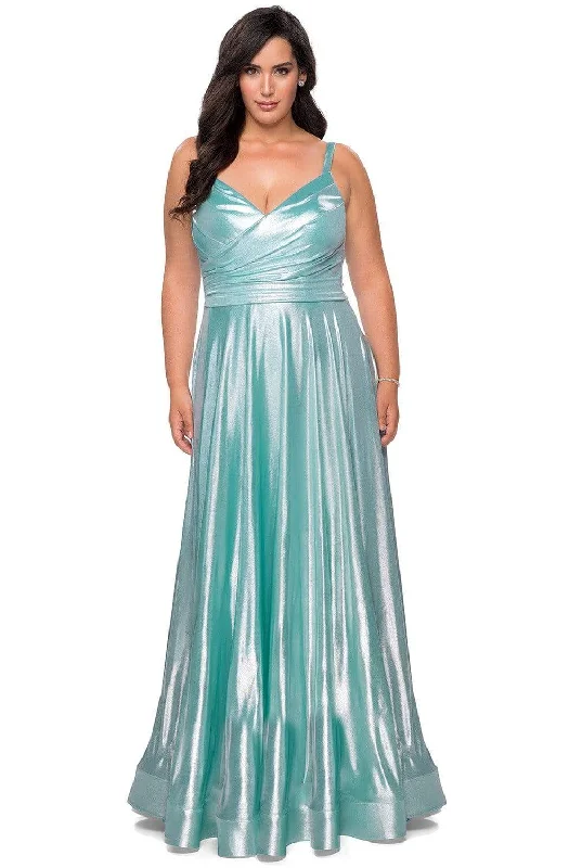 La Femme - 28989 Metallic V-Neck Junior Prom Gown