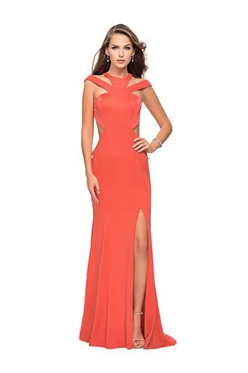 La Femme Gigi - 25971 Ruffle High Neck Sheath Dress