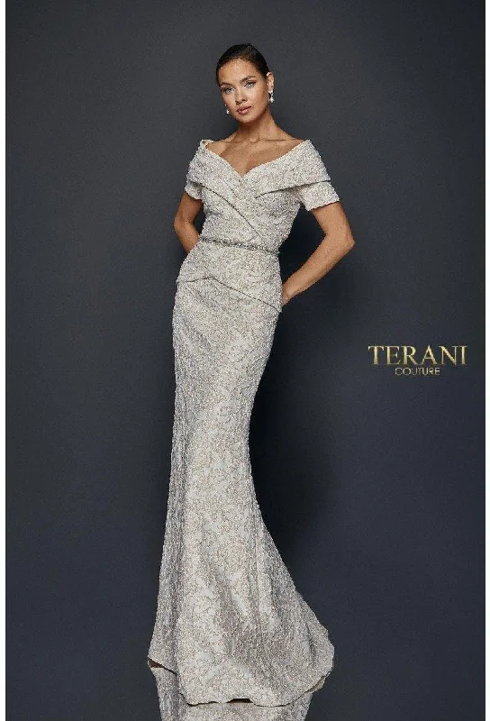 Fashionable Items Ruffled tulle evening gown Terani Couture 1921M0727 Champagne 4 Sale