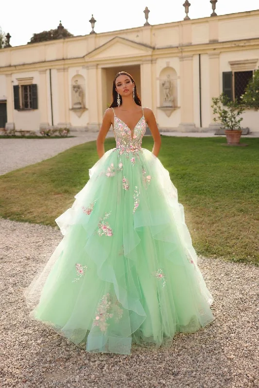 Exquisite Tailoring Shimmering satin ball gown Alyce Prom Dress 61735