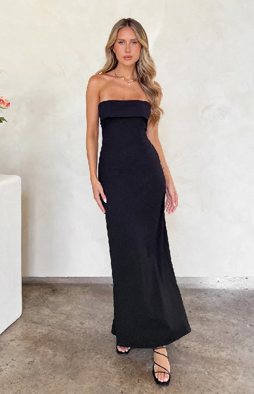 Luxury Classic Lace cocktail dress Lei Strapless Black Maxi Dress